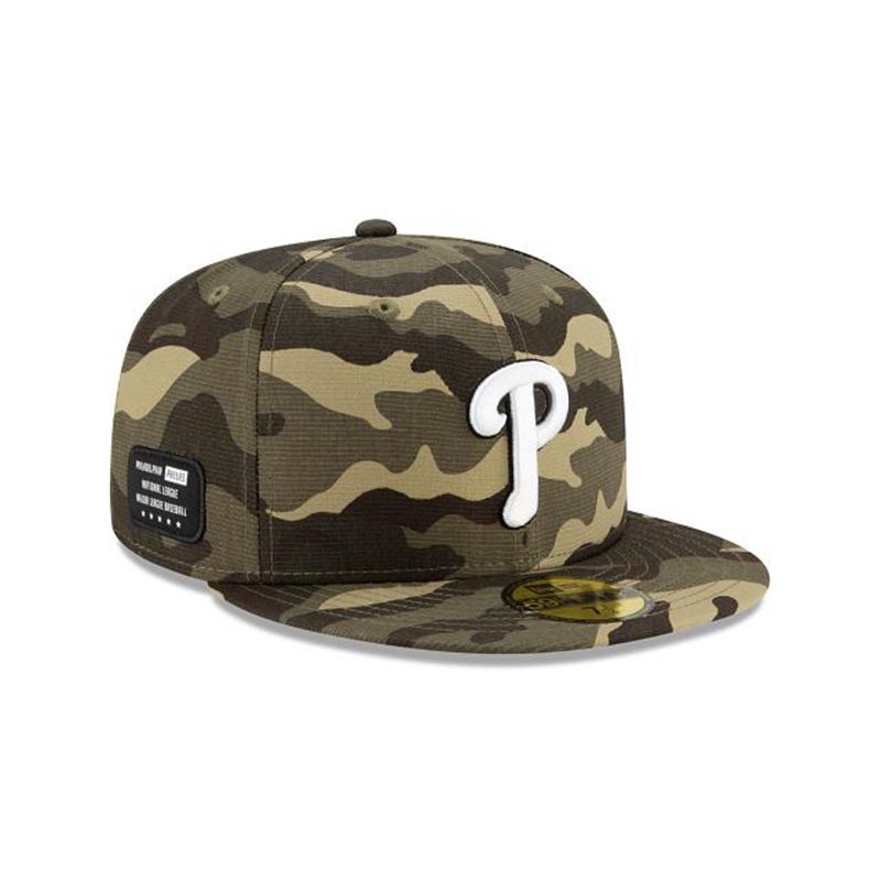 MLB Philadelphia Phillies Armed Forces Weekend 59Fifty Fitted (ORN2683) - Green New Era Caps